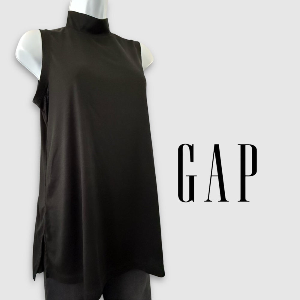 Vintage GAP Black Mock Neck Tunic Tank Top 90s